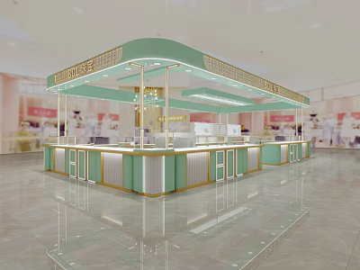 Luxury Modern Jewelry Store Interior With Glass Display Cases And Bright Lighting Design 3d model