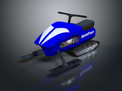 SnowFun Blue Snowmobile With Front Skis Rear Tracks And Sleek Design 3d model
