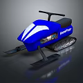 SnowFun Blue Snowmobile With Front Skis Rear Tracks And Sleek Design