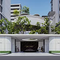 Modern Residential Entrance Gate With Greenery And Info Center Signage