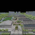 Modern School Campus Buildings With Greenery Sports Field And Plaza Layout