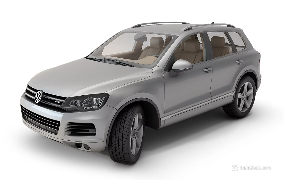Volkswagen Silver SUV Exterior Design With Alloy Wheels And Front Grille 3d model 