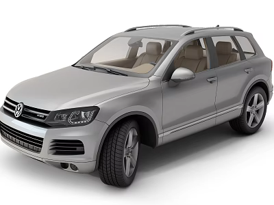 Volkswagen Silver SUV Exterior Design With Alloy Wheels And Front Grille 3d model