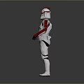White And Red Armored Sci Fi Character With Helmet In Standing Pose 3d model