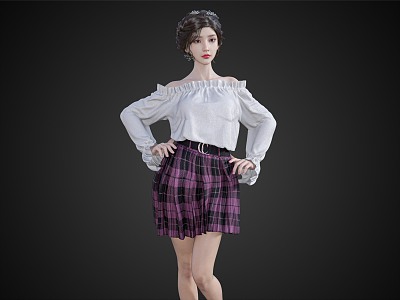 Casual Girl Cute Girl Skirt Girl 3d model