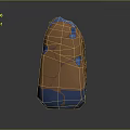 Wooden Stone Decorative Sculpture With Orange And Blue Textured Surface