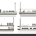 Modern Wine Cabinet With Glass Shelves For Wine Bottles And Glasses Storage