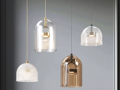 Modern Pendant Lights With Glass Shades And Different Design Styles Hanging 3d model