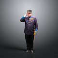 Man In Uniform Saluting With Badges Hat And Sword On Gray Background 3d model