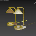 Modern Brown Curved and White Straight Table Lamps with Terrazzo Bases