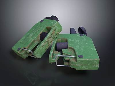 Two Green Weapons With Worn Surface Black Components And Metal Structure 3d model
