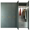Sleek Modern Grey Wardrobe With Inner LED Lighting Hanging Clothes Space And Large Storage Drawers