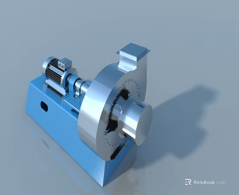 Swing Door Mechanical Structure Featuring Blue Base And Silver Rotating Parts 3d model
