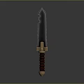 3D Rendered Sword With Blue Blade Brown Wrapped Hilt And Golden Metal Accents
