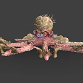 Fantasy Octopus Like Game Movie Character With Rock Head Multiple Tentacles And Pink Brown Color
