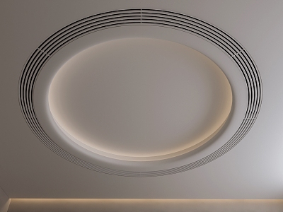 Modern cream ceiling circular arc ceiling circular air outlet 3d model