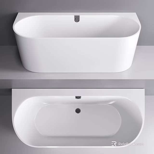 Modern White Freestanding Bathtub With Sleek Oval Design For Bathroom Interior 3d model 