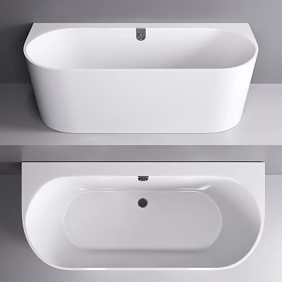 Modern White Freestanding Bathtub With Sleek Oval Design For Bathroom Interior 3d model