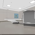 Modern Operating Room Interior With Blue Walls Advanced Medical Equipment And Surgical Lights