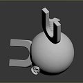 White Sphere Game Character With Screw Top U Shaped Arms And Small Wheels Design