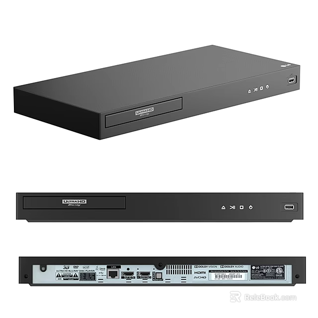 Black Slim Household Appliance With HDMI Port And Front Panel Design 3d model 