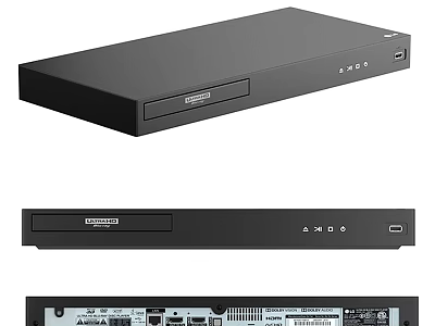 Black Slim Household Appliance With HDMI Port And Front Panel Design 3d model