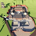 Chinese temple temple architecture 3d model