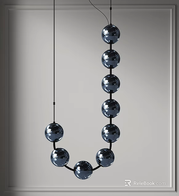 Modern Metallic Spherical Chandelier With Multiple Shiny Balls For Interior Space 3d model