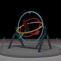 All in One Machine With Blue Circular Ring Red Yellow Tracks And Supporting Frame