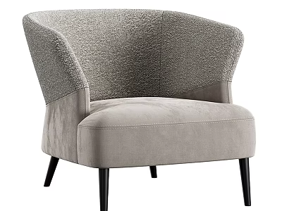 Light Gray Single Sofa With Curved Back Soft Fabric Upholstery And Black Wooden Legs 3d model