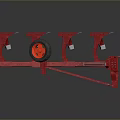 Red Industrial Agricultural Plow With Multiple Plowshares And Central Wheel
