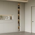 Modern Hallway Console Cabinet With Side Cabinet Storage Shelves And Decorative Vase Clock Books