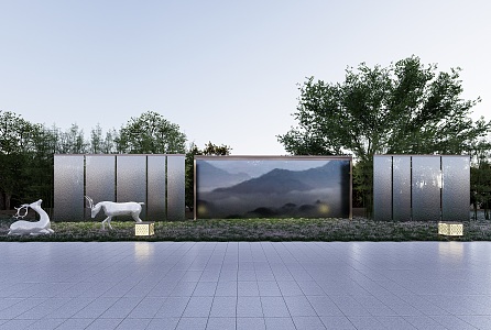 landscape wall glass metal 3d model