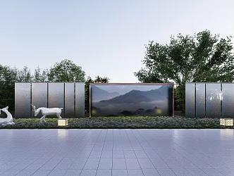 landscape wall glass metal 3d model