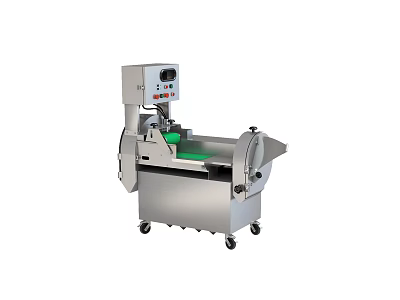 Commercial Stainless Steel Vegetable Cutting Machine With Control Panel And Conveyor Belt 3d model