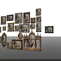 Various Ornate Picture Frames in Creative Floating Display Against Blue Sky Background
