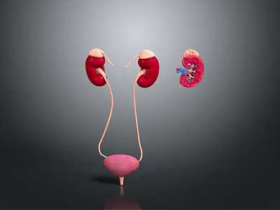 Human Urinary System Organs Including Kidneys Ureters Bladder And Enlarged Structure 3d model