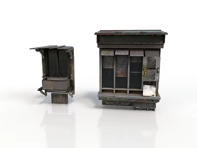 Vintage Building Facade Structures With Old Wooden Frames And Weathered Details 3d model