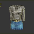 Black and White Striped V Neck Long Sleeve Top with Blue Denim Jeans and Belt