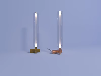 Modern Transparent Tube Table Lamps With Brass And Copper Metal Bases 3d model