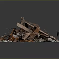 Pile Of Rusty Scrap Metal And Stone Debris With Broken Pieces