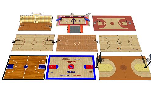 modern basketball court 3d model