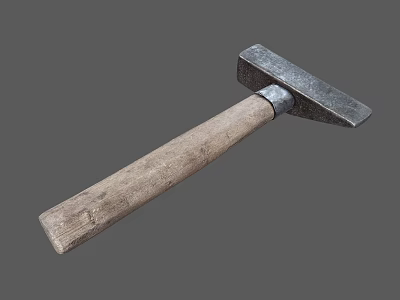 Practical Hardware Tool Hammer With Wooden Handle And Metal Head 3d model