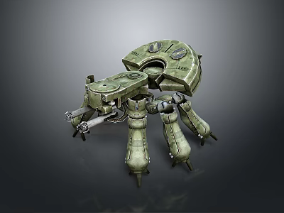 Futuristic Green Multi legged Mechanical Creature With Robotic Structure And Metallic Design 3d model