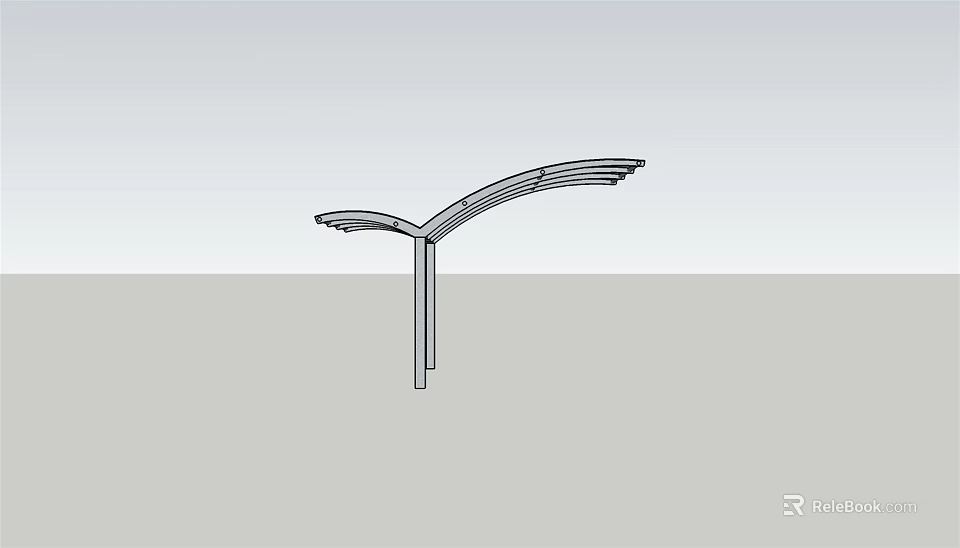 Outdoor Curved Canopy Structure With Modern Design For Public Shade Provision 3d model 