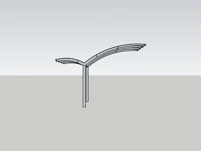 Outdoor Curved Canopy Structure With Modern Design For Public Shade Provision 3d model