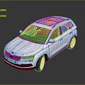 Modern White Skoda SUV With Panoramic Sunroof On Reflective Ground