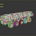 Multi Wheeled Heavy Duty Vehicle Model With Detailed Mechanical Structure And Gray Exterior