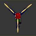 Colorful Quadcopter Drone Model With Blue Frame Yellow Propellers And Red Green Components