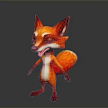 Cute Smiling 3D Rendered Cartoon Fox With Orange White Fur And Fluffy Tail
